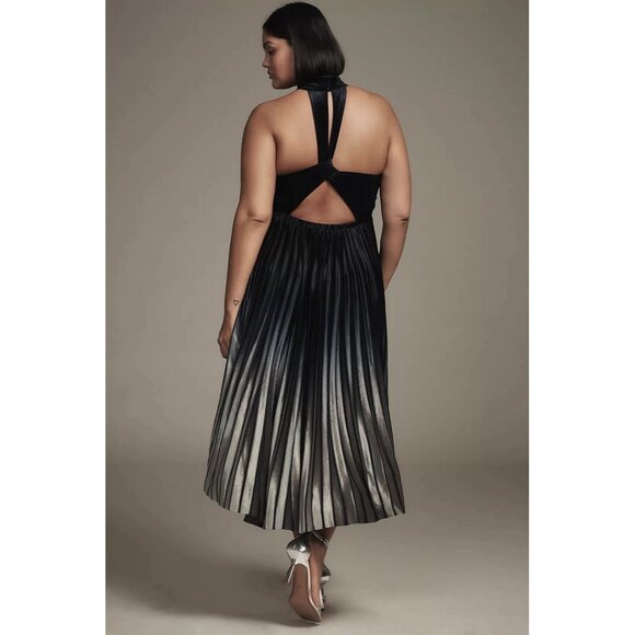 NWT Size LP - By Anthropologie Pleated Halter Midi Dress (NWT US$ 268) - Picture 7 of 16